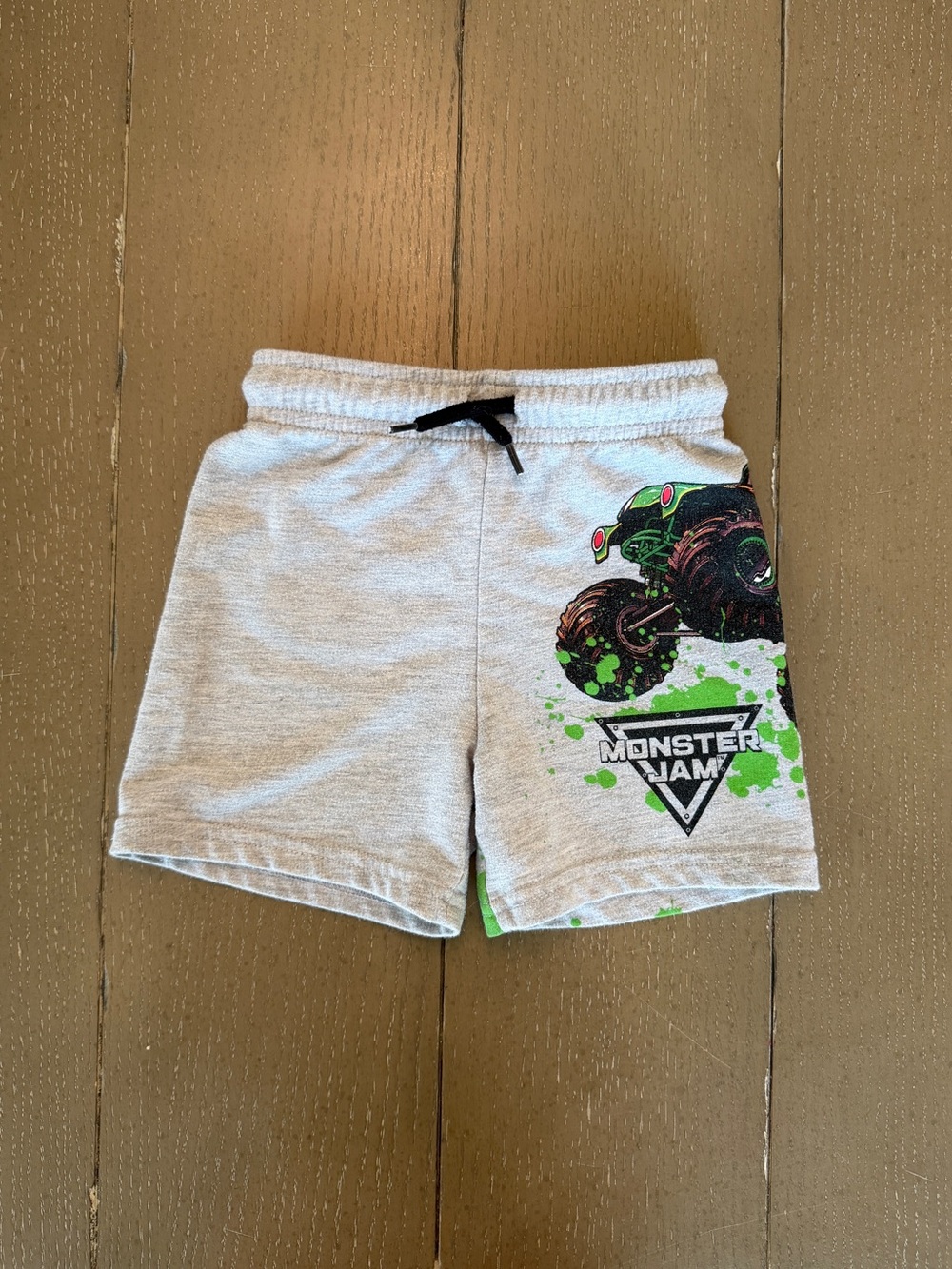 Monster Jam Toddler Boys’ Gravedigger Monster Truck Gray Cotton Shorts • Size 2T